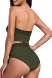 Women's Strapless Bandeau High Waisted Bikini Set Olive