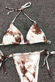 Women's Sexy Tie Dye Triangle Halter Top String Bikini Set