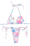 Women's Sexy Tie Dye Triangle Halter Top String Bikini Set