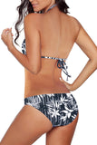 Lace Up Floral Print Halter Monokini Bathing Suit