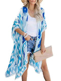 Open Front Half Sleeve Floral Kimono Cover Up