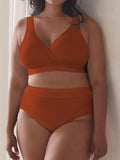 Women's Plus Size Swimwear Solid High Waisted Bikini Set