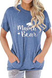 Women's Mama Bear Short Sleeve Crew Neck Pockets T-Shirt