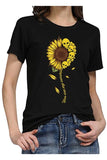 Women's Summer Short Sleeve You Are My Sunshine Skull Sunflower Print T-shirt