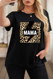 Women's Crew Neck Plus Size T-shirt Leopard Print Short Sleeve Top