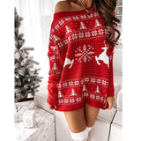 Ladies Christmas Sweater Mini Dress for Holiday