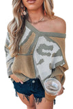 Women's Oversized Leopard Animal Color Block Pullover