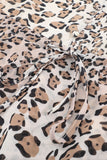 LC229988-17-S, LC229988-17-M, LC229988-17-L, LC229988-17-XL, Brown  Leopard Buttoned Tie Waist Ruffle Puff Sleeve Mini Dress