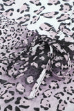 LC229988-2-S, LC229988-2-M, LC229988-2-L, LC229988-2-XL, Black  Leopard Buttoned Tie Waist Ruffle Puff Sleeve Mini Dress