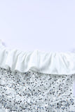 LC6111506-1-S, LC6111506-1-M, LC6111506-1-L, LC6111506-1-XL, LC6111506-1-2XL, White Sequins Off Shoulder Side Slit Evening Dress
