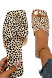 Women's Leopard Print Crossover Joint Square Toe Slippers
