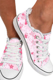 Women's Pink Floral Sneakers Distressed Casual Canvas Shoes