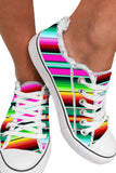 Women's Rainbow Striped Lace Up Casual Canvas Shoes