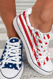 BH02236-5-37, BH02236-5-38, BH02236-5-39, BH02236-5-40, BH02236-5-41, BH02236-5-42, BH02236-5-43, Blue American Flag Lace-up Canvas Flat Shoes