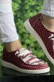 BH022592-3-37, BH022592-3-38, BH022592-3-39, BH022592-3-40, BH022592-3-41, BH022592-3-42, Red Canvas Star & Stripe Print Slip-on Flat Shoes