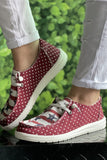 BH022592-3-37, BH022592-3-38, BH022592-3-39, BH022592-3-40, BH022592-3-41, BH022592-3-42, Red Canvas Star & Stripe Print Slip-on Flat Shoes