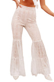 Women's Lace Tiered High Waist Flare Pants