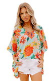 Women's Floral Print Half Sleeve V Neck T Shirt Loose Fit Short Blouses