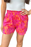 Women's Floral Print Elastic Waist Shorts Above The Knee Shorts
