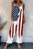 Women's American Flag Striped Loose Fit Jumpsuits