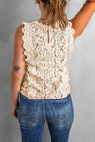 Wine Red Lace V Neck Tank Top