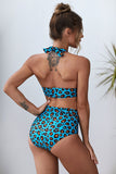 Blue Leopard Print Bikini Set