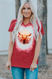 Women's Casual Tie-dyed Tee Round Neck Short Sleeve Shirt