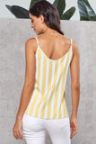 Yellow Black/Red/Sky Blue/Yellow Button Up V Neck Strappy Shirt Cami Top LC252011-7