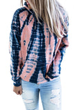 Pink Women's Casual Solid Color Tie-Dye Print Long Sleeve Pullover Hoodie LC253737-10