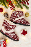 LC12743-3-36, LC12743-3-38, LC12743-3-40, Red Christmas Knitted Snowflake Winter Warm Plush Boots