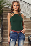 Green Brief Studded Detail Multi-Strap Casual Tank Top  LC256336-9