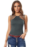 Gray Brief Studded Detail Multi-Strap Casual Tank Top  LC256336-11