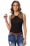 Black Brief Studded Detail Multi-Strap Casual Tank Top  LC256336-2