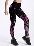 Pink Women's Leggings Slim Color Block Mid Waist Ankle-length Sporty Vintage Track Pants LC263605-10
