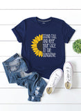 Blue Women's T-shirts Sunflower Letter Print T-shirt LC2526419-5