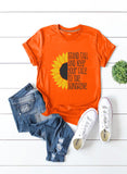Orange Women's T-shirts Sunflower Letter Print T-shirt LC2526419-14