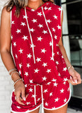 Red Women's Loungewear Sets Star Hooded Two-piece Loungewear Sets LC4511654-3