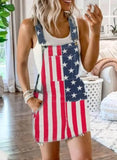 Women's American Flag Overalls With Pockets