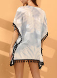 Black Women's Cover-ups Tie-dye Knitted Tassel Cover-ups LC854036-2