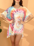 Multicolor Women's Cover-ups Tie-dye Knitted Tassel Cover-ups LC854036-22