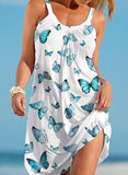 Women's Mini Dress Ruched Butterfly Print Dress
