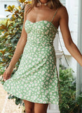 Green Women's Mini Dress Floral Cami Dress LC227014-9