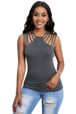 Gray Brief Studded Detail Multi-Strap Casual Tank Top  LC256336-11