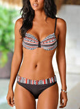 Brown Women's Bikinis Floral Ethnic Underwire Bikini LC432507-17