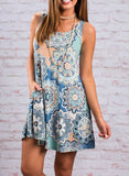Sky Blue Women's Dresses Floral Mini Dress LC227222-4