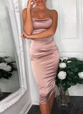 Pink Women's Dresses Satin Cami Midi Dress LC615683-10