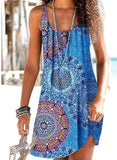 Blue Women's Dresses Tribal Open-back Cami Mini Dress LC227661-5