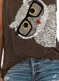 Brown Women's Tank Tops Owl Print Top LC2562982-17