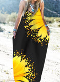 Yellow Women's Dresses Sunflower Print Cami Maxi Dress LC615884-7