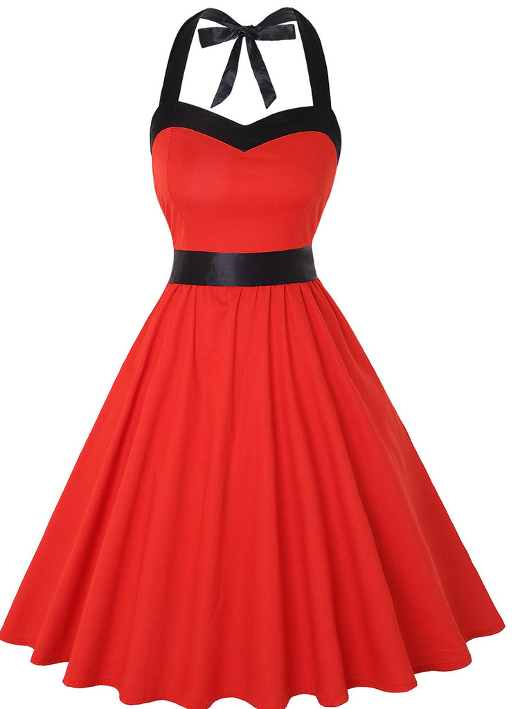 Red Women's Dresses Polka Dot Belted Mini Dress LC616104-103